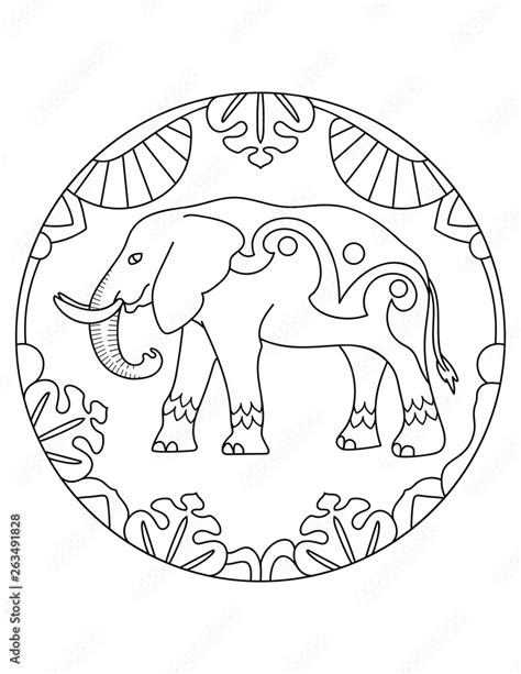 Pattern With Elephant Illustration With An Elephant Mandala With An