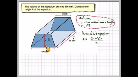Finding The Height Of A Trapezium Prism Youtube