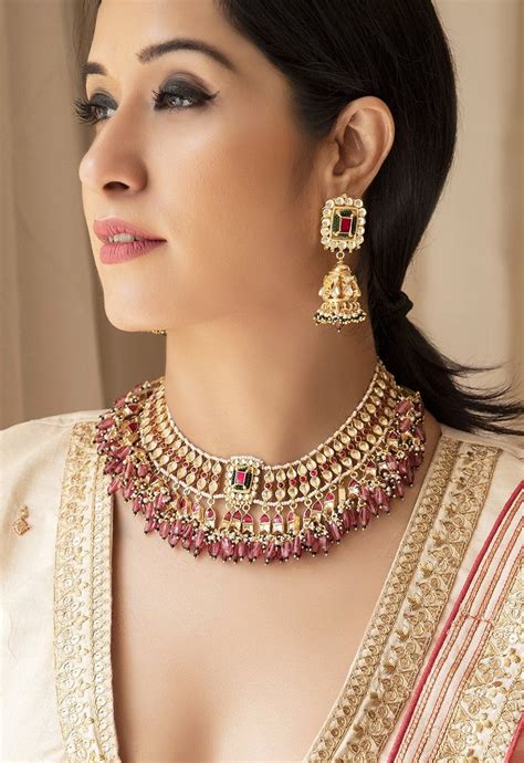 Kundan Jewelry Wedding Necklace Bridal Jewelry Set Indian Etsy