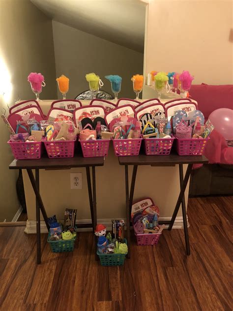 T Baskets For The Girls Rainbow Birthday Party Girl Spa Party