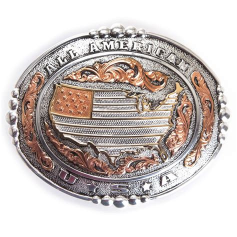 Crumrine Mens Western All American Usa Cowboy Buckle Silver