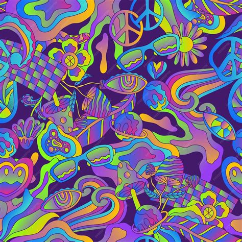 Premium Vector Colorful Psychedelic Seamless Pattern