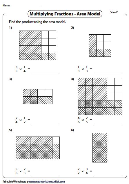 Multiplying Whole Numbers And Fractions Using Models Worksheets