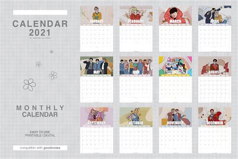 Free Bts 2021 Calendar By Varietae Bts Calendar Calendar Bts Birthdays