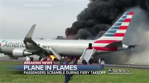 Plane Bursts Into Flames At Ohare Airport Youtube