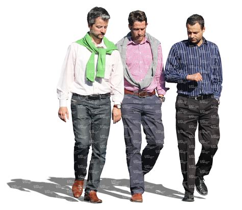 Group Of Three Men Walking And Talking Vishopper
