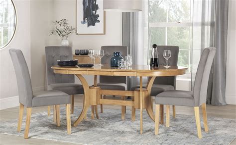 Amazing gallery of interior design and decorating ideas of gray dining table white chairs in dining rooms by elite interior designers. Townhouse Oval Oak Extending Dining Table with 6 Regent ...