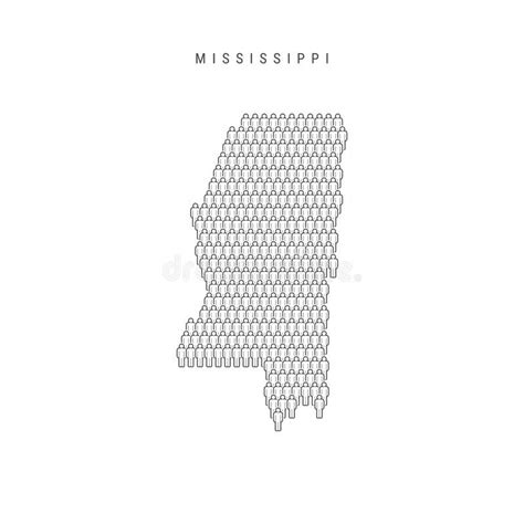 Vector People Map Of Mississippi Us State Stylized Silhouette People