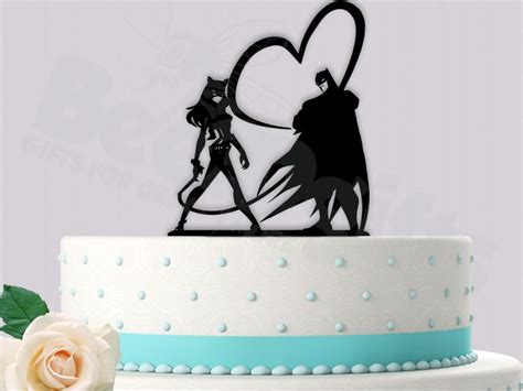 Batman And Catwoman Whips Of Love Classic Superhero Wedding Cake Topper