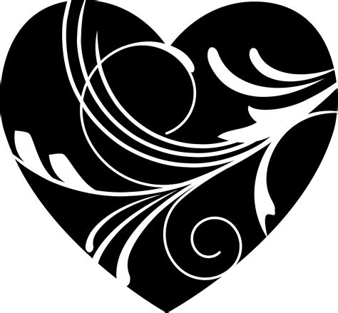Valentines Day Black And White Heartpng 3300×3058 Black And White