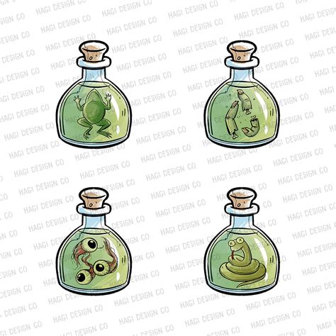 Halloween Magic Potion Bottles Clipart Witches Potions Etsy