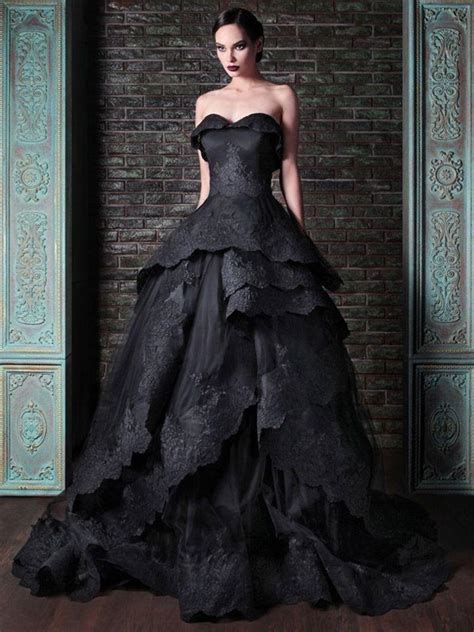 gothic wedding dresses satin fabric princess silhouette sleeveless natural waist beaded court