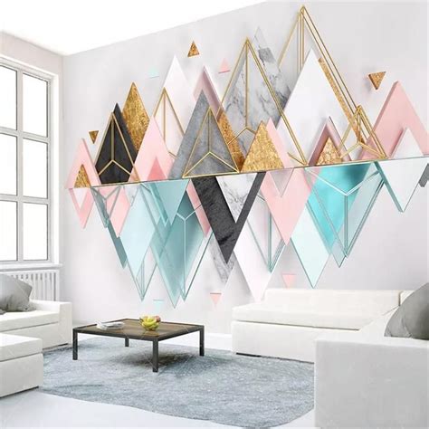 Photo Wallpaper 3d Stereo Geometric Pattern Murals Living Room Etsy