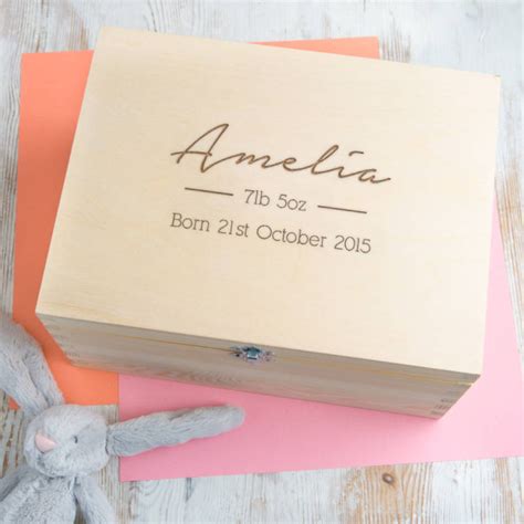 The mom said of all his gifts, this puppy is the one he could not stop playing with. Personalised Baby Girl Keepsake Box | hardtofind.