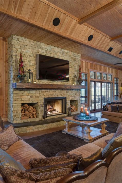 Simple Fireplace Ideas For Rustic Living Room Roomy Stone Fireplace