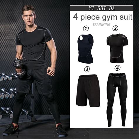 mne s gym suits mens sportswear running clothes fitness sportman sets compression suit running