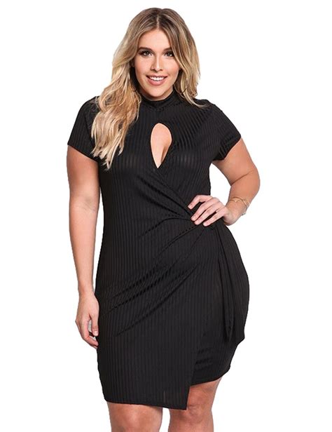 Buy Sexy Women Plus Size Mini Dress Cutout Front