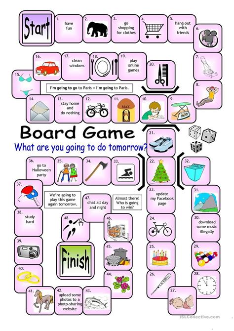 Board Game What Are You Going To Do Tomorrow English Esl