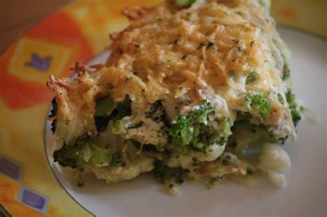 Blumenkohl -Brokkoli- Auflauf mit Kartoffel -Käse-Haube Rezept