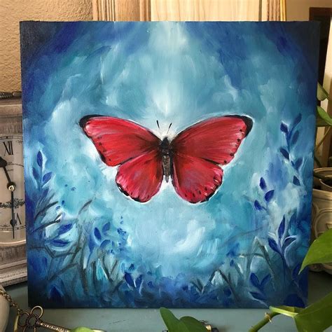 Red Abstract Butterfly Painting Sierra Briggs Art Tuval Sanatı