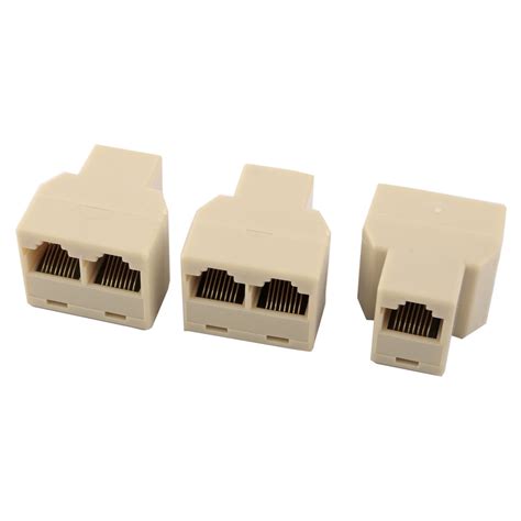 Rj45 8p8c 1 Female To 2 Female Network Cable Connector Splitter Beige
