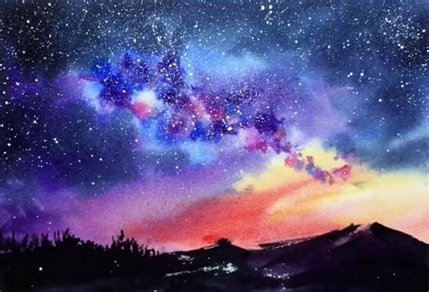 Galaxy Skies Unknown Source Watercolor Video Watercolor Sky