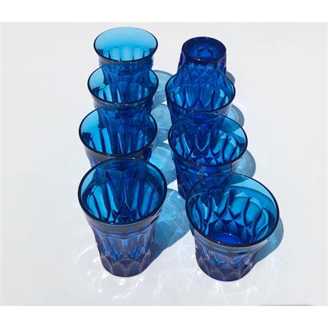 1970s Blue Glass Drinking Glasses Set Of 8 Chairish