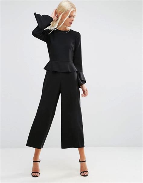 Asos Asos Jumpsuit With Soft Ruffle And Raw Edge