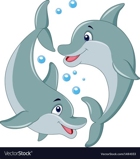 Vector Illustration Of Cute Dolphin Couple Cartoon Download A Free Preview Or High Quality