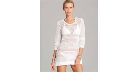 Tommy Bahama Beach Sweater With Side Buttons Swim Cover Up In White Lyst