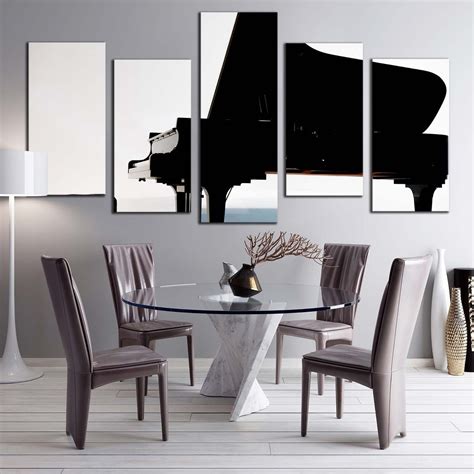 Grand Piano Canvas Wall Art, White Isolated Piano Canvas Print, Black