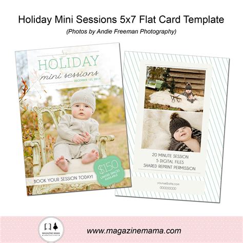 Holiday Mini Sessions 5x7 Flat Card Template Magazine Mama Holiday