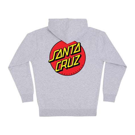 Santa Cruz Mens Classic Dot Zip Hoodie Sweatshirt Grey Heather