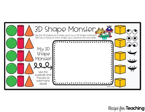 3d Shape Monster Recipe For Teaching