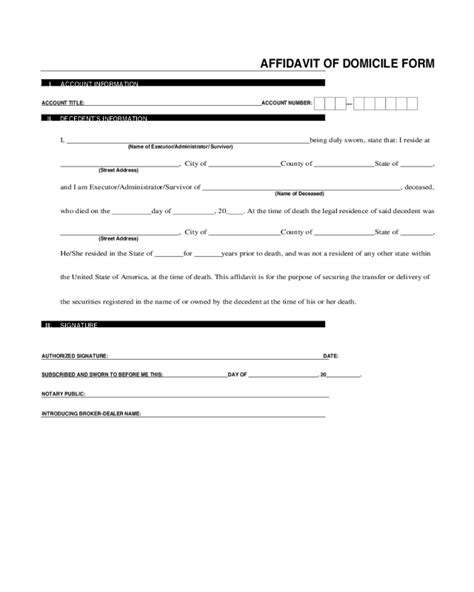 An affidavit form templates pdf form required when an individual has been asked to make a declaration or statement of fact under oath as part of a contract or legal process and also when they want to ask someone else to make a declaration or statement of fact under oath. 2020 Affidavit of Domicile - Fillable, Printable PDF ...