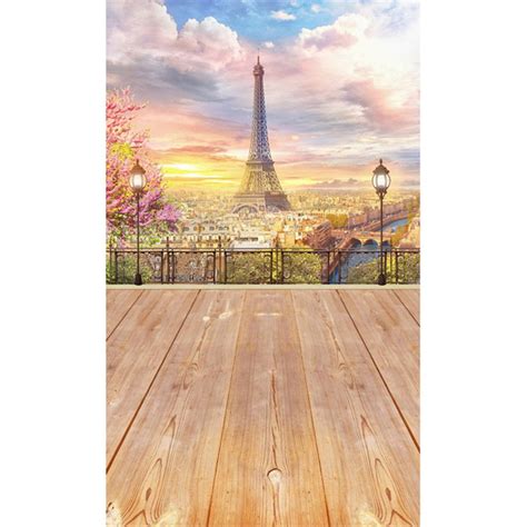 2021 Paris Eiffel Tower Photography Backdrop Wooden Floor Beautiful