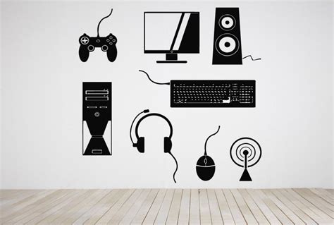 Gamer Devices Vinyl Wall Decal Computer Set Sound Headphone Game