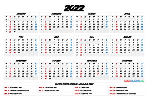 Printable calendar 2022 from january to december of 2022. Printable Calendar 2022 with Holidays - 9 Templates - Free ...