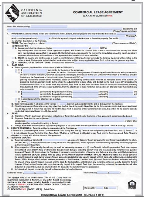 california commercial lease agreement template