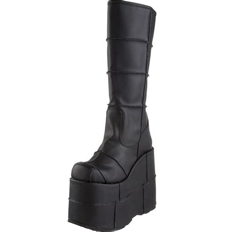 Summitfashions 7 Inch Mens Platform Boots Wedge Boots Gothic Knee