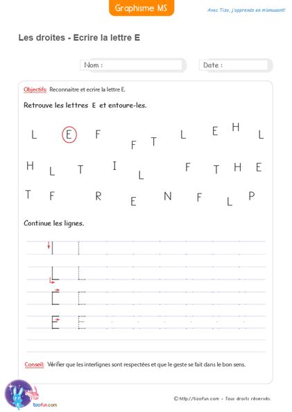 Écriture Capitale Maternelle Ms Comment écrire La Lettre E