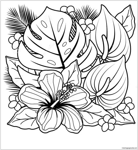 Adult Coloring Pages Hibiscus Coloring Pages