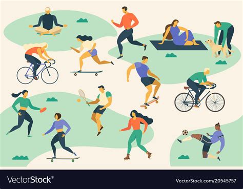 Active Young People Healthy Lifestyle Roller Vector Image