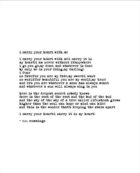 INSTANT DOWNLOAD e.e. cummings printable love poem I Carry | Etsy