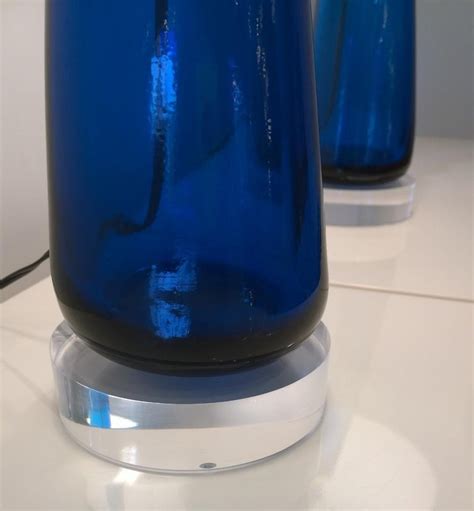 Mid Century Modern Italian Signed Venini Murano Glass With Lucite Table Lamps At 1stdibs