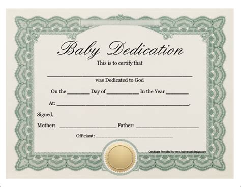 Baby Dedication Certificate Template 6 Templates Example