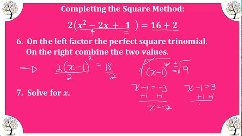 M8alg Video Lesson 6 3 Part 2 Solve By Completing The Square Examples