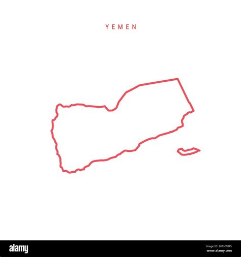 Mapa Editable De Yemen Frontera Roja Yemení Nombre Del País Ajuste El Grosor De Línea Cambie