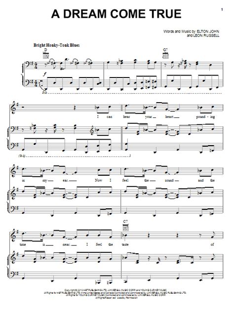 A Dream Come True Sheet Music By Elton John And Leon Russell Piano