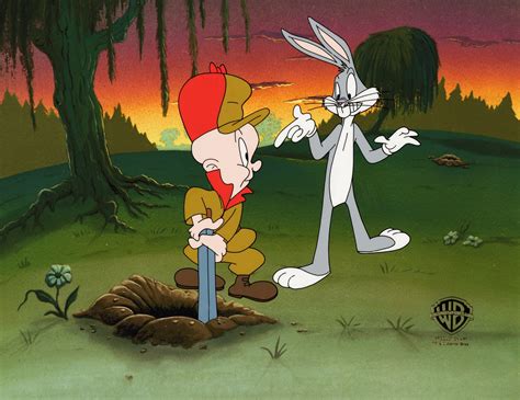 Looney Tunes Original Production Cel Bugs Bunny And Elmer Fudd